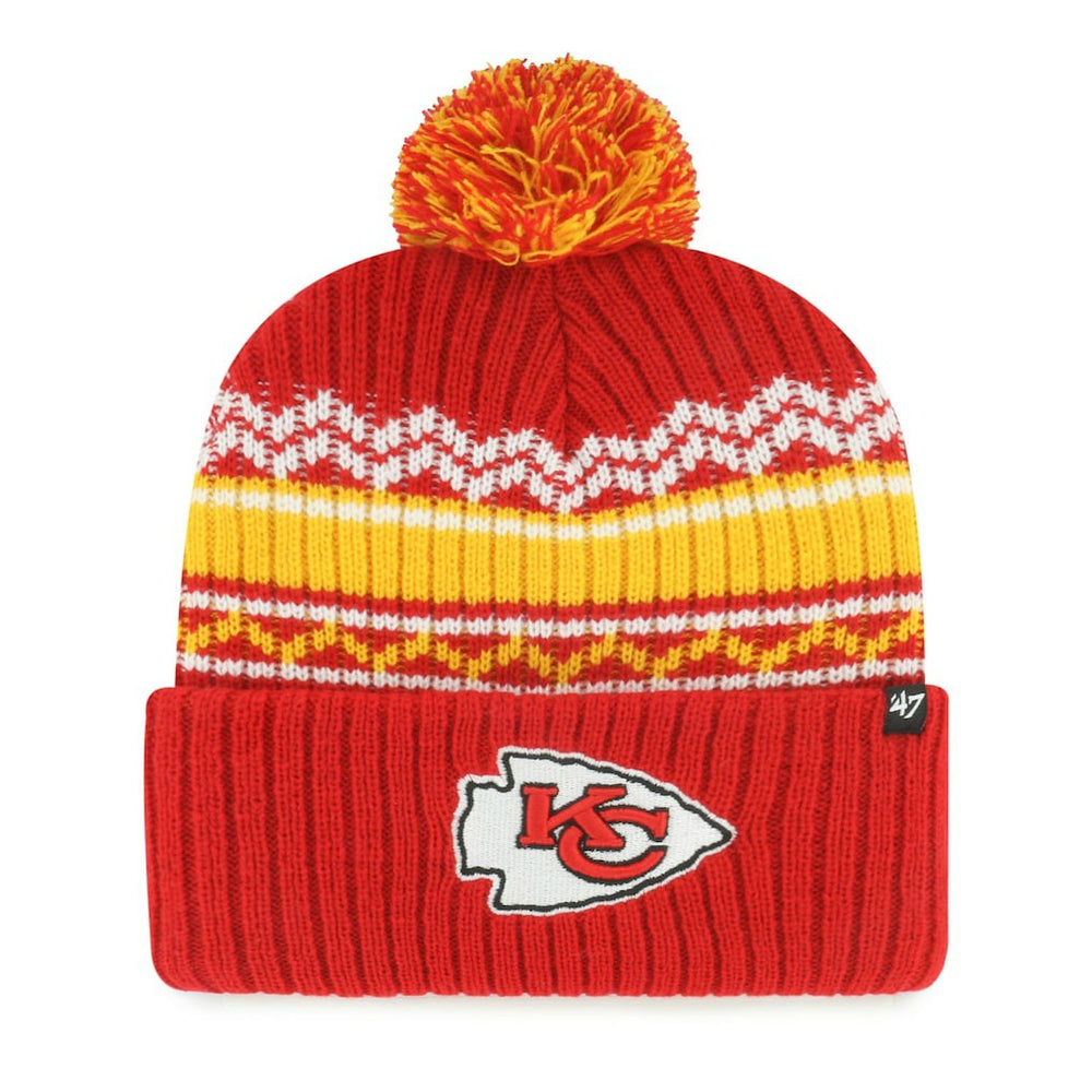 Kansas City Chiefs '47 Youth Polar Vortex Cuffed Knit Hat with Pom - Red Hats