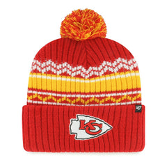 Kansas City Chiefs '47 Youth Polar Vortex Cuffed Knit Hat with Pom - Red Hats