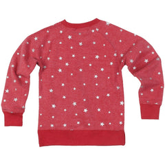 Kansas City Chiefs Wes & Willy Girls Youth Shimmer Star Reverse Fleece Pullover Sweatshirt - Red Pullover