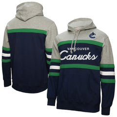 Vancouver Canucks Mitchell & Ness Head Coach Pullover Hoodie - Navy/Gray | US 202679030