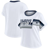 Dallas Cowboys WEAR by Erin Andrews Women's Cropped Center Stripe Dolman T-Shirt - White T-shirts