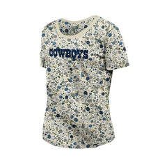 Dallas Cowboys New Era Women's Glam Game Floral Scoop Neck T-Shirt - Cream T-shirts