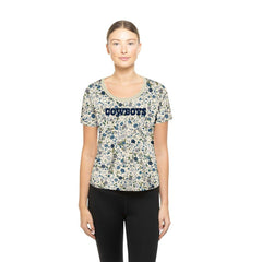 Dallas Cowboys New Era Women's Glam Game Floral Scoop Neck T-Shirt - Cream T-shirts
