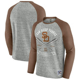 San Diego Padres Darius Rucker Collection by Fanatics Raw Edge Raglan Long Sleeve Baseball T-Shirt - Heather Gray T-shirts