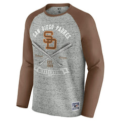 San Diego Padres Darius Rucker Collection by Fanatics Raw Edge Raglan Long Sleeve Baseball T-Shirt - Heather Gray T-shirts