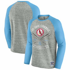 St. Louis Cardinals Darius Rucker Collection by Fanatics Raw Edge Raglan Long Sleeve Baseball T-Shirt - Heather Gray T-shirts