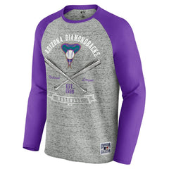 Arizona Diamondbacks Darius Rucker Collection by Fanatics Raw Edge Raglan Long Sleeve Baseball T-Shirt - Heather Gray T-shirts