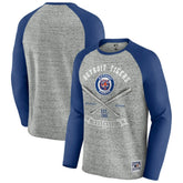 Detroit Tigers Darius Rucker Collection by Fanatics Raw Edge Raglan Long Sleeve Baseball T-Shirt - Heather Gray T-shirts