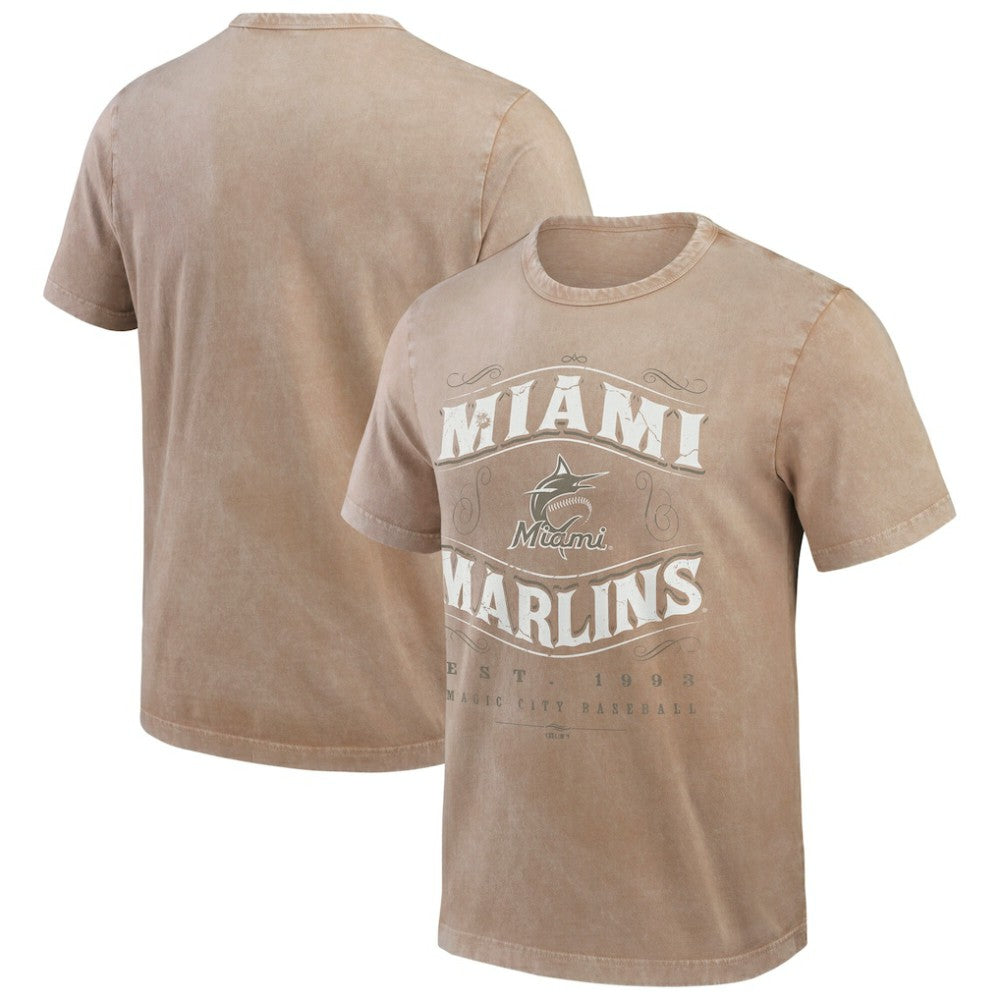 Miami Marlins Darius Rucker Collection by Fanatics Sunfaded T-Shirt - Tan T-shirts
