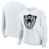 Las Vegas Raiders Women's Large Logo Cropped Long Sleeve Fashion T-Shirt - White T-shirts