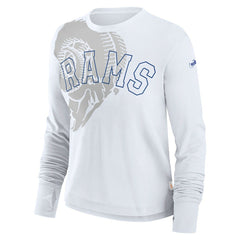 Los Angeles Rams Women's Layered Logo Cropped Long Sleeve Fashion T-Shirt - White T-shirts