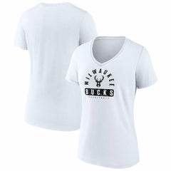 Milwaukee Bucks Women's Bench Warmer V-Neck T-Shirt White - Fanatics