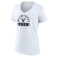 Milwaukee Bucks Women's Bench Warmer V-Neck T-Shirt White - Fanatics
