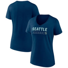 Seattle Kraken Fanatics Women's V-Neck T-Shirt - Deep Sea Blue | US 202683616