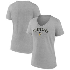 Pittsburgh Penguins Fanatics Women's V-Neck T-Shirt - Gray | US 202683630
