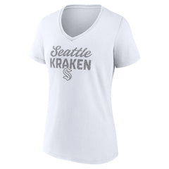 Seattle Kraken Fanatics Women's White Out V-Neck T-Shirt | US 202683647