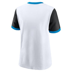 Carolina Panthers Women's Rewind Ringer Tri-Blend T-Shirt - White T-shirts