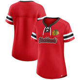Chicago Blackhawks Fanatics Women's Iconic Athena Lace-Up T-Shirt - Red | US 202683979