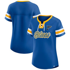 St. Louis Blues Fanatics Women's Iconic Athena Lace-Up T-Shirt - Blue | US 202683982