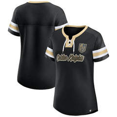 Vegas Golden Knights Fanatics Women's Iconic Athena Lace-Up T-Shirt - Black | US 202683985