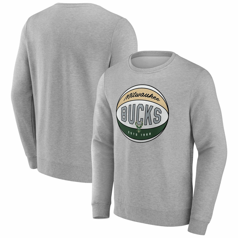 Milwaukee Bucks True Classics Hard Color Fleece Pullover Sweatshirt Gray - Fanatics