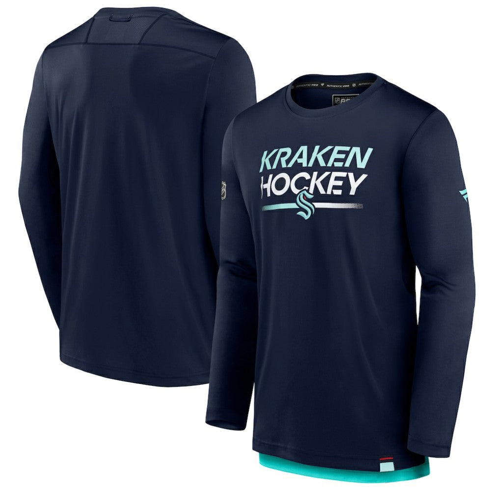 Seattle Kraken Fanatics Authentic Pro Tech Long Sleeve T-Shirt - Deep Sea Blue | US 202688387