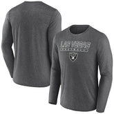 Las Vegas Raiders Fundamentals Long Sleeve T-Shirt - Heather Charcoal T-shirts