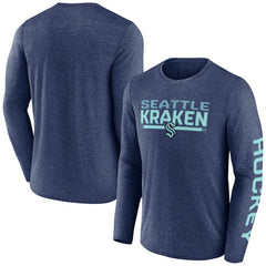 Seattle Kraken Fanatics Sweep Iconic Synthetic Long Sleeve T-Shirt - Heather Deep Sea Blue | US 202688594