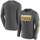 Pittsburgh Penguins Fanatics Sweep Iconic Synthetic Long Sleeve T-Shirt - Heather Charcoal | US 202688597