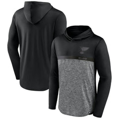 St. Louis Blues Fanatics Iconic Defender Pullover Hoodie - Black/Heather Charcoal | US 202689272