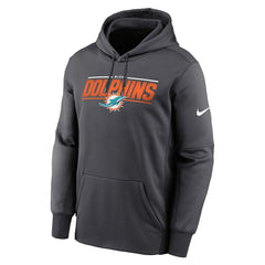 Miami Dolphins Team Muscle Performance Fleece Pullover Hoodie - Anthracite Hoodies