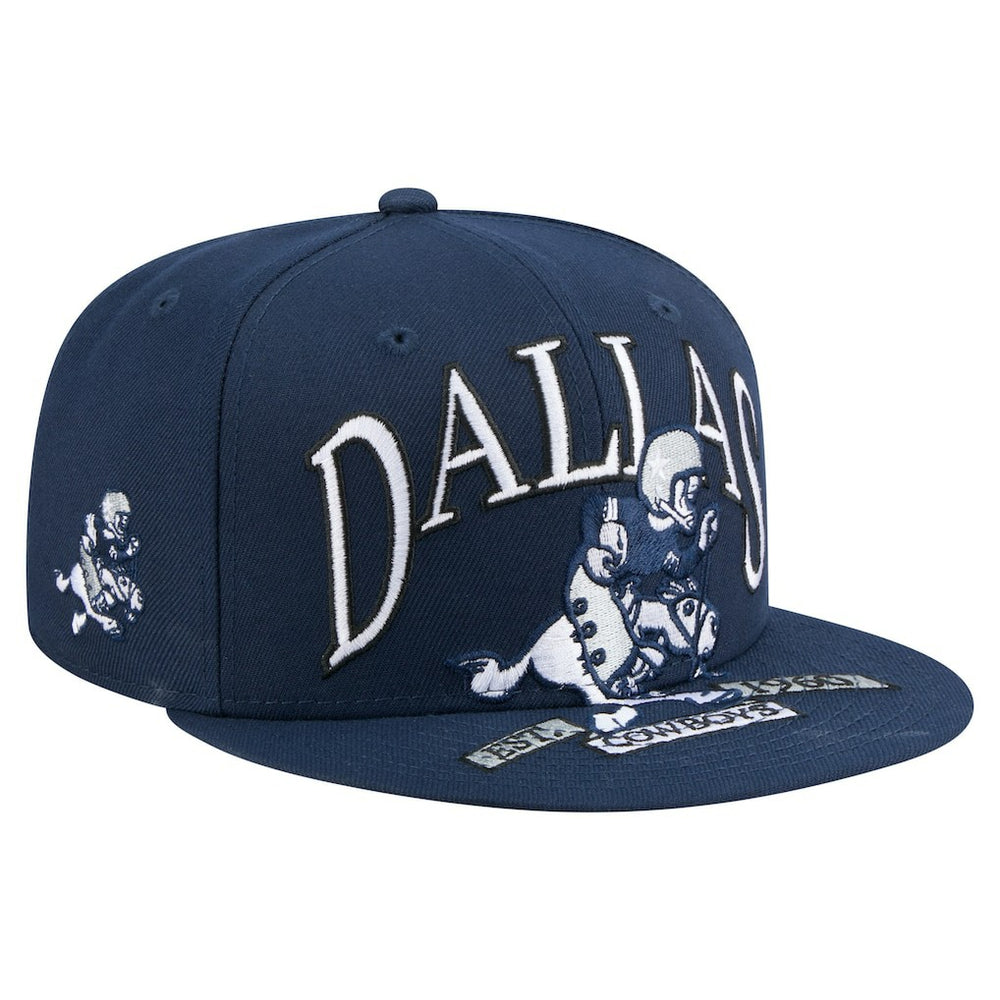 Dallas Cowboys New Era Throwback Oversized 59FIFTY Fitted Hat - Navy Hats