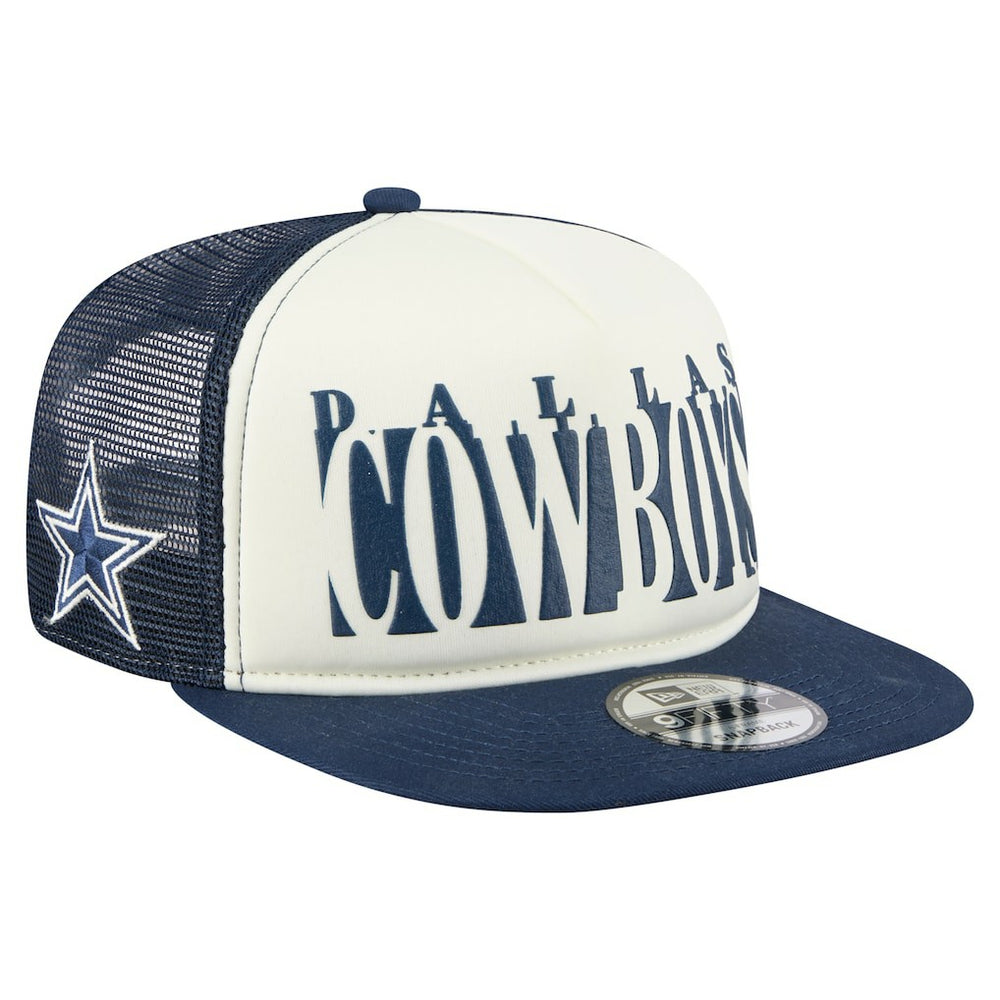 Dallas Cowboys New Era Cutout A-Frame 9FIFTY Snapback Hat - Cream/Navy Hats