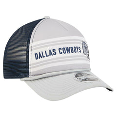 Dallas Cowboys New Era Linear A-Frame 9FORTY Adjustable Hat - Silver/Navy Hats