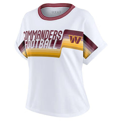 Washington Commanders WEAR by Erin Andrews Women's Cropped Center Stripe Dolman T-Shirt - White T-shirts