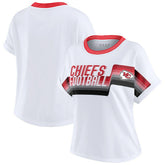 Kansas City Chiefs WEAR by Erin Andrews Women's Cropped Center Stripe Dolman T-Shirt - White T-shirts
