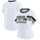 Las Vegas Raiders WEAR by Erin Andrews Women's Cropped Center Stripe Dolman T-Shirt - White T-shirts