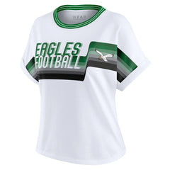 Philadelphia Eagles WEAR by Erin Andrews Women's Cropped Center Stripe Dolman T-Shirt - White T-shirts