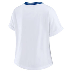 Seattle Seahawks WEAR by Erin Andrews Women's Cropped Center Stripe Dolman T-Shirt - White T-shirts