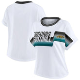 Jacksonville Jaguars WEAR by Erin Andrews Women's Cropped Center Stripe Dolman T-Shirt - White T-shirts