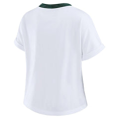 Green Bay Packers WEAR by Erin Andrews Women's Cropped Center Stripe Dolman T-Shirt - White T-shirts