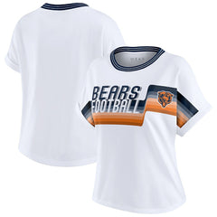 Chicago Bears WEAR by Erin Andrews Women's Cropped Center Stripe Dolman T-Shirt - White T-shirts