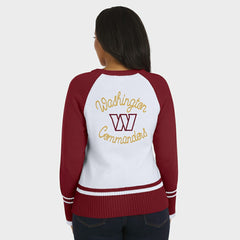 Washington Commanders WEAR by Erin Andrews Women's Colorblock Raglan Sweater - White/Burgundy