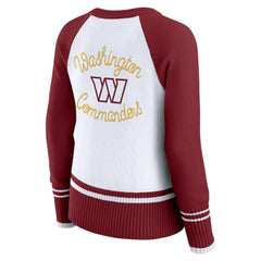 Washington Commanders WEAR by Erin Andrews Women's Colorblock Raglan Sweater - White/Burgundy