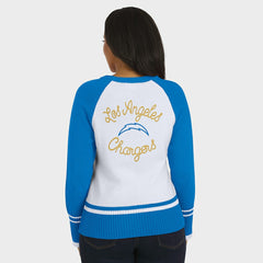 Los Angeles Chargers WEAR by Erin Andrews Women's Colorblock Raglan Sweater - White/Powder Blue