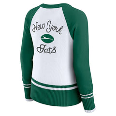 New York Jets WEAR by Erin Andrews Women's Colorblock Raglan Sweater - White/Green
