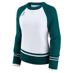 Philadelphia Eagles WEAR by Erin Andrews Women's Colorblock Raglan Sweater - White/Midnight Green