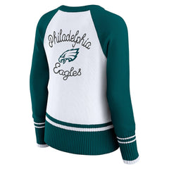 Philadelphia Eagles WEAR by Erin Andrews Women's Colorblock Raglan Sweater - White/Midnight Green