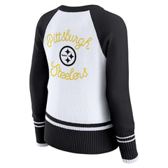 Pittsburgh Steelers WEAR by Erin Andrews Women's Colorblock Raglan Sweater - White/Black