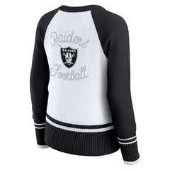 Las Vegas Raiders WEAR by Erin Andrews Women's Colorblock Raglan Sweater - White/Black